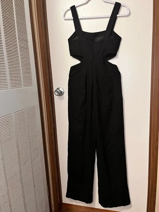 Altar'd State Black Square-Neck Wide-Leg Cutout Jumpsuit - Picture 3 of 11
